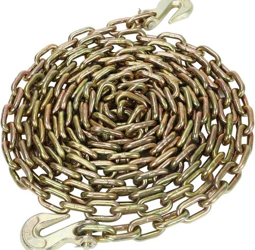 5/16" x 20' Grade 70 Transport Binder Chain with G70 Clevis Grab Hooks 4,700 Safe Working Load for Load Tie-Down Fixed Cargo Flatbed Truck Trailer Chain-1Pack