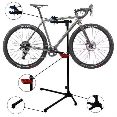 Factory Direct Sales High Quality Bike Repair Stand Load 30kg Black Stand With Tools Tray For Easy Storage