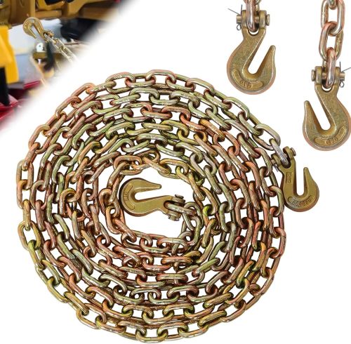 3/8 Inch x 20FT G70 Transport Binder Chain Safety/Binder Chain with Clevis Grab Hooks 7, 100 lbs Safe Working Load Logging Chain