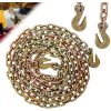 3/8 Inch x 20FT G70 Transport Binder Chain Safety/Binder Chain with Clevis Grab Hooks 7, 100 lbs Safe Working Load Logging Chain