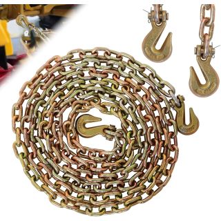 3/8 Inch x 20FT G70 Transport Binder Chain Safety/Binder Chain with Clevis Grab Hooks 7, 100 lbs Safe Working Load Logging Chain