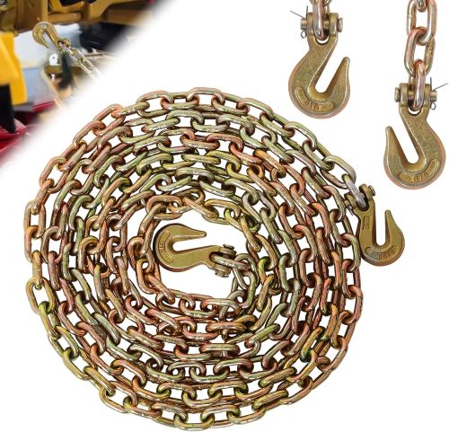 3/8 Inch x 20FT G70 Transport Binder Chain Safety/Binder Chain with Clevis Grab Hooks 7, 100 lbs Safe Working Load Logging Chain