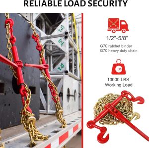 13000LBS Chain Binder 1/2 to 5/8 Inch Ratchet Load Binder Working Strength up to 13000 lbs