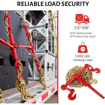 13000LBS Chain Binder 1/2 to 5/8 Inch Ratchet Load Binder Working Strength up to 13000 lbs
