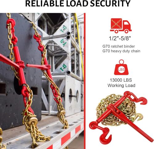 13000LBS Chain Binder 1/2 to 5/8 Inch Ratchet Load Binder Working Strength up to 13000 lbs