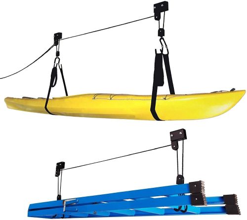 RR5854B Heavy Duty Hoist Bikes Ladders Garage Storage Canoe Lift Pulley System Capacity Ceiling Mount Hoists