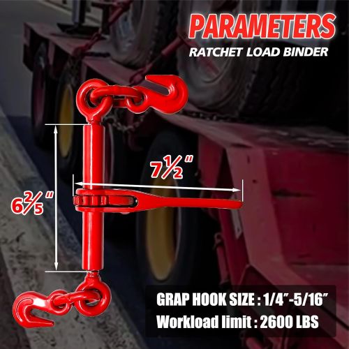 Ratchet Chain Binders 1/4''- 5/16'', Load Binder with G70 Grab Hooks