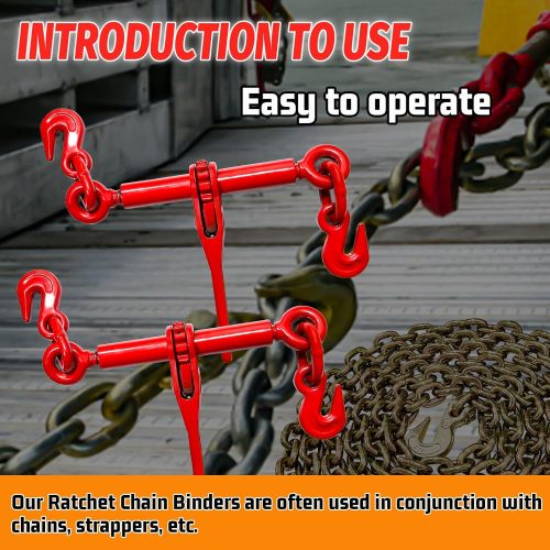 Ratchet Chain Binders 1/4''- 5/16'', Load Binder with G70 Grab Hooks