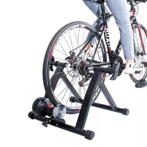 Bike Trainer Stand Indoor Riding Steel Bicycle Exercise Stand with Noise Reduction Wheel Magnetic Stationary Stand