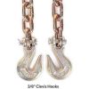 2 Pack Transport Chain with 3/8" Clevis Hooks NACM Standard Grade 70,3/8"x10', Heavy Duty Binding Chain