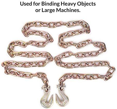 2 Pack Transport Chain with 3/8" Clevis Hooks NACM Standard Grade 70,3/8"x10', Heavy Duty Binding Chain