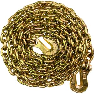 5/16 Chain with Hooks Grade 80 4900 lbs Working Load Tow Log Chain Towing Trailer Tie Down Binding Equipment 5/16 in x 20Ft