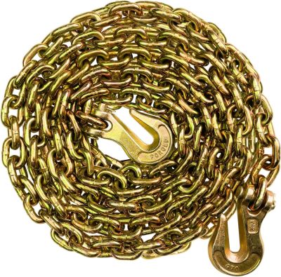 5/16 Chain with Hooks Grade 80 4900 lbs Working Load Tow Log Chain Towing Trailer Tie Down Binding Equipment 5/16 in x 20Ft