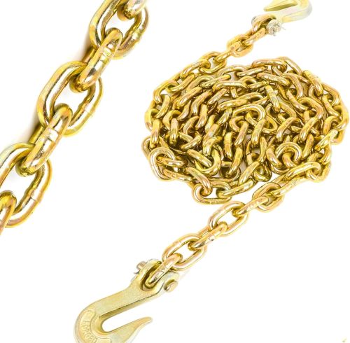 Tow Chain ‎5/16"x10ft G80 Binder Chain with G70 Hooks 4900 lbs Safe Working Load Logging Chain for Transporting Towing Tie Down Binding Equipment