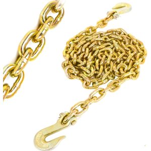 Tow Chain ‎5/16"x10ft G80 Binder Chain with G70 Hooks 4900 lbs Safe Working Load Logging Chain for Transporting Towing Tie Down Binding Equipment