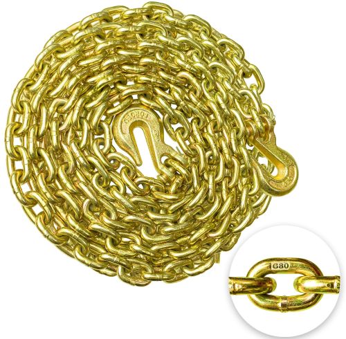 Tow Chain ‎5/16"x10ft G80 Binder Chain with G70 Hooks 4900 lbs Safe Working Load Logging Chain for Transporting Towing Tie Down Binding Equipment