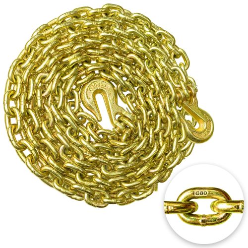 Tow Chain ‎5/16"x10ft G80 Binder Chain with G70 Hooks 4900 lbs Safe Working Load Logging Chain for Transporting Towing Tie Down Binding Equipment