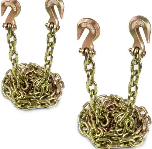 Transport Binder Chain Tow Chain with G70,3/8'' x 10' with Clevis Grab Hooks,6,600 lbs Working Load Limit,for Tie Down, Hauling, Secure Heavy Loads to A Truck Or Flatbed Trailer