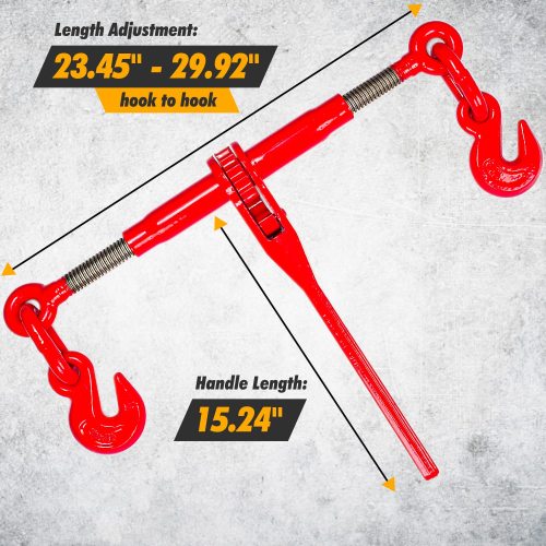 2Pack Chain Binder 3/8"-1/2",Working Load Limit with 9200LBS,Load Binder G70 Hooks, Adjustable Length, Ratchet Chain Binder