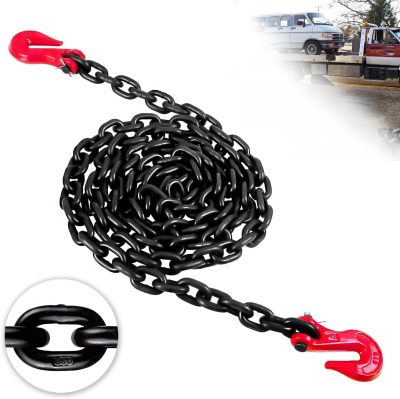 G80 Transport Binder Chain 5/16 Inch x 10 Foot | 4,900 lbs Safe Working Load | Tow Chain with Clevis Grab Hooks | Ideal for Transporting, Towing, and Binding Equipment