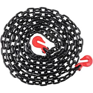 5/16 Inch x 20 Foot G80 Transport Binder Chain Safety/Binder Chain with Clevis Grab Hooks 4,900 lbs Safe Working Load Logging Chain for Transporting Towing Tie Down Binding Equipment
