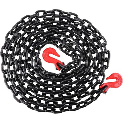 5/16 Inch x 20 Foot G80 Transport Binder Chain Safety/Binder Chain with Clevis Grab Hooks 4,900 lbs Safe Working Load Logging Chain for Transporting Towing Tie Down Binding Equipment
