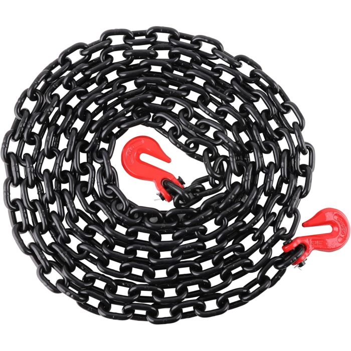 5/16 Inch x 20 Foot G80 Transport Binder Chain Safety/Binder Chain with Clevis Grab Hooks 4,900 lbs Safe Working Load Logging Chain for Transporting Towing Tie Down Binding Equipment