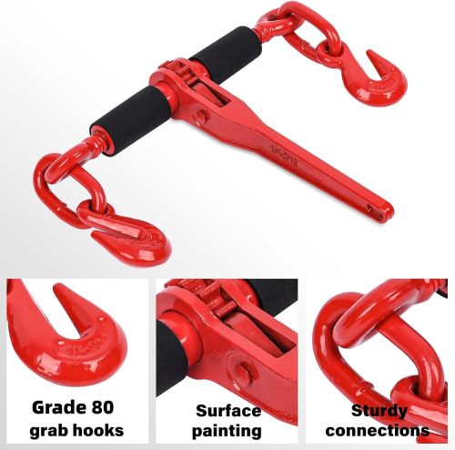 G80 Log Chain Wll 7100 lbs Safe Working Load Transport Binder Chain with Clevis Grab Hooks 3/8"×20 FT Safety Heavy Duty Tow Chain for Lifting&Tie Down Hitch&Hauling&Car&Truck&Boat&Trailer