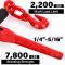 G80 Log Chain Wll 7100 lbs Safe Working Load Transport Binder Chain with Clevis Grab Hooks 3/8