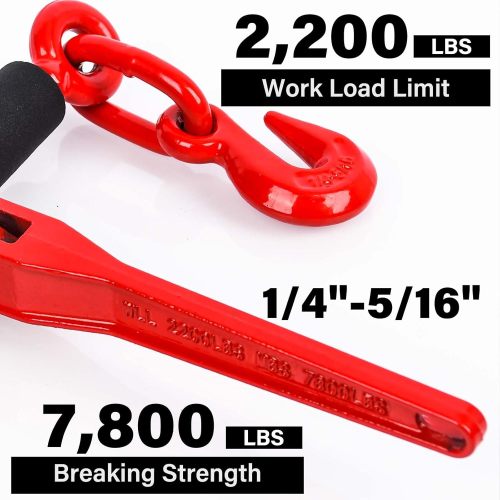 5/16" - 3/8" Chain Binders Set,2 Pack Grade 80 Ratchet Load Binder 5/16 to 3/8 with 5/16 inch G80 Transport Binder Chain × 20ft,with G80 Grab Hook,4 900lbs Working Load Tie Down