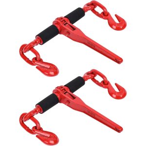 5/16" - 3/8" Chain Binders Set,2 Pack Grade 80 Ratchet Load Binder 5/16 to 3/8 with 5/16 inch G80 Transport Binder Chain × 20ft,with G80 Grab Hook,4 900lbs Working Load Tie Down