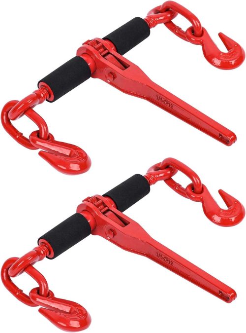 5/16" - 3/8" Chain Binders Set,2 Pack Grade 80 Ratchet Load Binder 5/16 to 3/8 with 5/16 inch G80 Transport Binder Chain × 20ft,with G80 Grab Hook,4 900lbs Working Load Tie Down