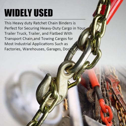 3/8"-1/2" Ratchet Load Binders Chain Binder with 9,200Lbs Load Capacity,Use with 3/8 inch. G70 or 1/2 inch. G43 Transport Chain,Tie Down Heavy Loads to A Truck or Flatbed Trailer