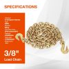 Transport Binder Chain with Clevis Grab Hooks 3/8 Inch x 10 Foot G80 Chain 7100 lbs Safe Working Load Logging Chain for Transporting Towing Tie Down Binding