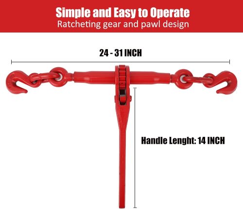 Chain Binder 5/16" -3/8" Grade 70 5/16"×10ft Chains with 1 Binder and 1 Chain Load Binder for Binder Chain with Grappling Hook for Industrial Agricultural Logging