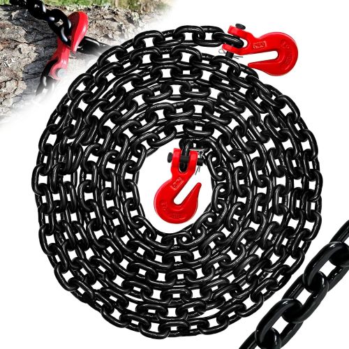 3/8" Safety Binder Chain 20 FT Heavy Duty Transport Chain with 7100 lbs Working Load Limit G80 Lifting Tow Binder Chain with G70 Clevis Grab Hooks