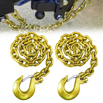 G80 Trailer Safety Chain 39 Inch Tow Chain with 3/8'' Clevis Snap Hook 2-Pack Heavy Duty Chain Break Strength 25000 lbs for Towing