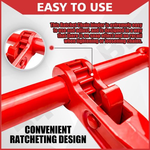 Ratchet Chain Binders 3/8'' - 1/2'' 2 Pack Load Binder with 2 Grab Hooks Tie Downs for Grade 70 Transport Chain 9200 Lbs Safe Working Load Heavy Duty Ratchet Binders for Towing