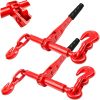 Ratchet Chain Binders 3/8'' - 1/2'' 2 Pack Load Binder with 2 Grab Hooks Tie Downs for Grade 70 Transport Chain 9200 Lbs Safe Working Load Heavy Duty Ratchet Binders for Towing
