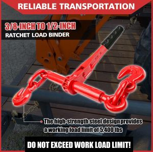 Ratchet Chain Binders 3/8'' - 1/2'' 2 Pack Load Binder with 2 Grab Hooks Tie Downs for Grade 70 Transport Chain 9200 Lbs Safe Working Load Heavy Duty Ratchet Binders for Towing