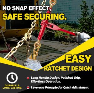 Ratchet Chain Binders 3/8'' - 1/2''  2-Pack Load Binders w/Clevis Hooks 9200 Lbs Working Load Compatible with G43 G70 G80 Chains