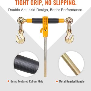 Ratchet Chain Binder with Chain 5/16-3/8 inch 7100 lbs Load Limit G80 Chain Detachable Anti-Skid Handle Tie Down Hauling Chain Binders for Flatbed Truck Trailer