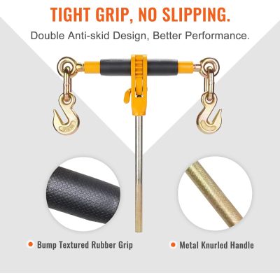 Ratchet Chain Binder with Chain 5/16-3/8 inch 7100 lbs Load Limit G80 Chain Detachable Anti-Skid Handle Tie Down Hauling Chain Binders for Flatbed Truck Trailer