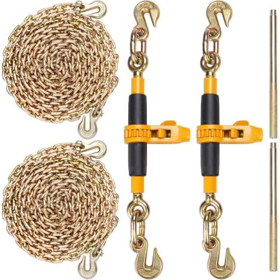 Ratchet Chain Binder with Chain 5/16-3/8 inch 7100 lbs Load Limit G80 Chain Detachable Anti-Skid Handle Tie Down Hauling Chain Binders for Flatbed Truck Trailer