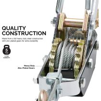 Come Along Winch 5-Ton (10,000 Lbs) Pulling Capacity 10Ft 3 Hook Heavy Duty Power Cable Come Along Tool with Dual Gears Hand Winch Cable Automotive Hoist Winch Puller Recovery Gear