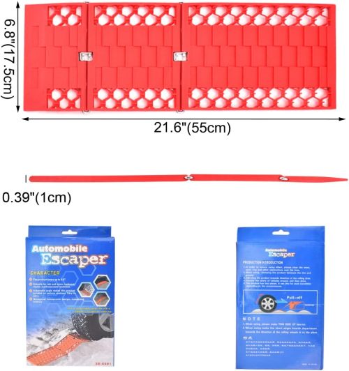 Foldable Car Tire Traction Mat Pad Winter Tire Tracks Jack Board Grips Go Treads Foldable Road Chews Tire Emergency Traction Mats Aid Kit Accessories for Ice/Snow/Sand/Beach Escape