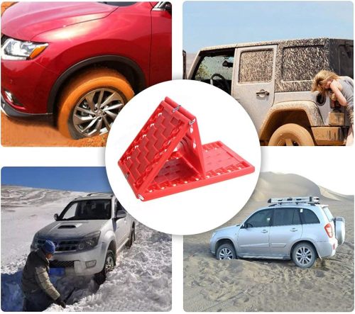 Foldable Car Tire Traction Mat Pad Winter Tire Tracks Jack Board Grips Go Treads Foldable Road Chews Tire Emergency Traction Mats Aid Kit Accessories for Ice/Snow/Sand/Beach Escape