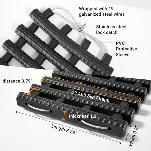 2PC 47.2" L Traction Tracks Mats TPR Tire Recovery Track Pad Roll Car Vehicle Tyre Traction Boards Tire Ladder Track Grabber Auto Emergency Traction