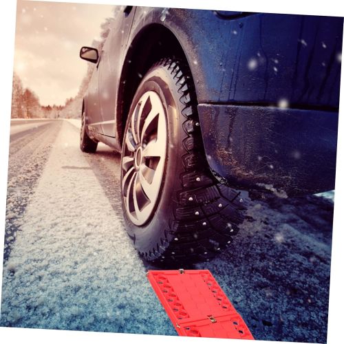 1 Pair Snow Board Van Accessories Car Mud Snow Chains Off Road Accessories Tire Traction Mat Car Traction Board Tire Ladder Track Grabber Car Tracks Mud Board Pad Wheel Red Plastic