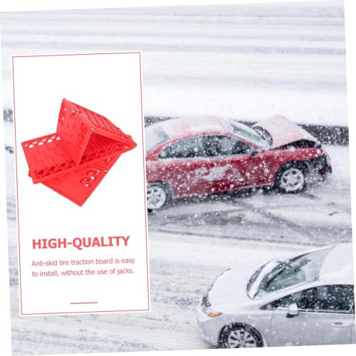 1 Pair Snow Board Van Accessories Car Mud Snow Chains Off Road Accessories Tire Traction Mat Car Traction Board Tire Ladder Track Grabber Car Tracks Mud Board Pad Wheel Red Plastic